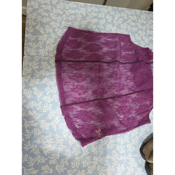 Vintage Arizona Sz L Purple Babydoll Lace Sheer Fairy Feminine Y2K Dainty Top - Picture 6 of 11